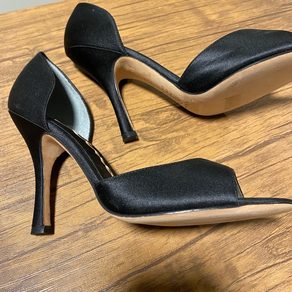 SALE  Black Satin Open Towed Shoes by Nina - Picture 9 of 10